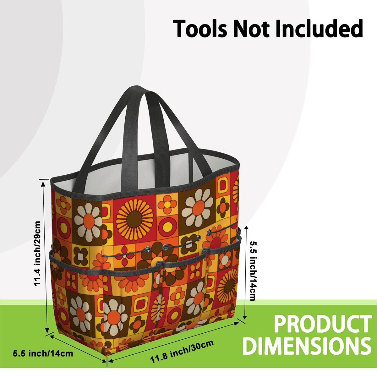 Retro 70s Mod Floral Orange Brown Yellow Mid Mod Hip Garden Tool Bag - Mid Century Modern Gal
