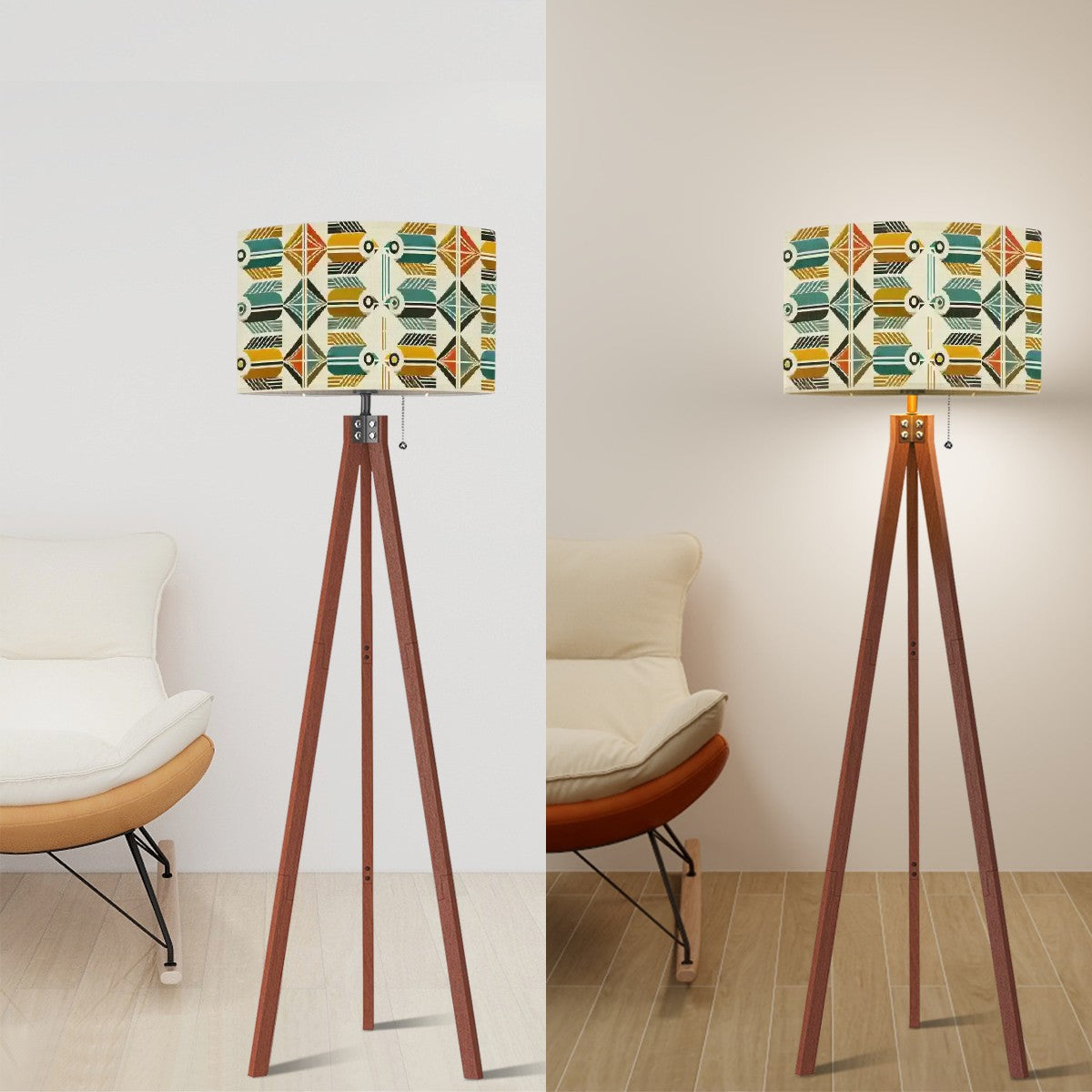 Mid Century Modern Bauhaus Mod Fish Art Retro Tripod Floor Lamp (Made in USA) - Mid Century Modern Gal