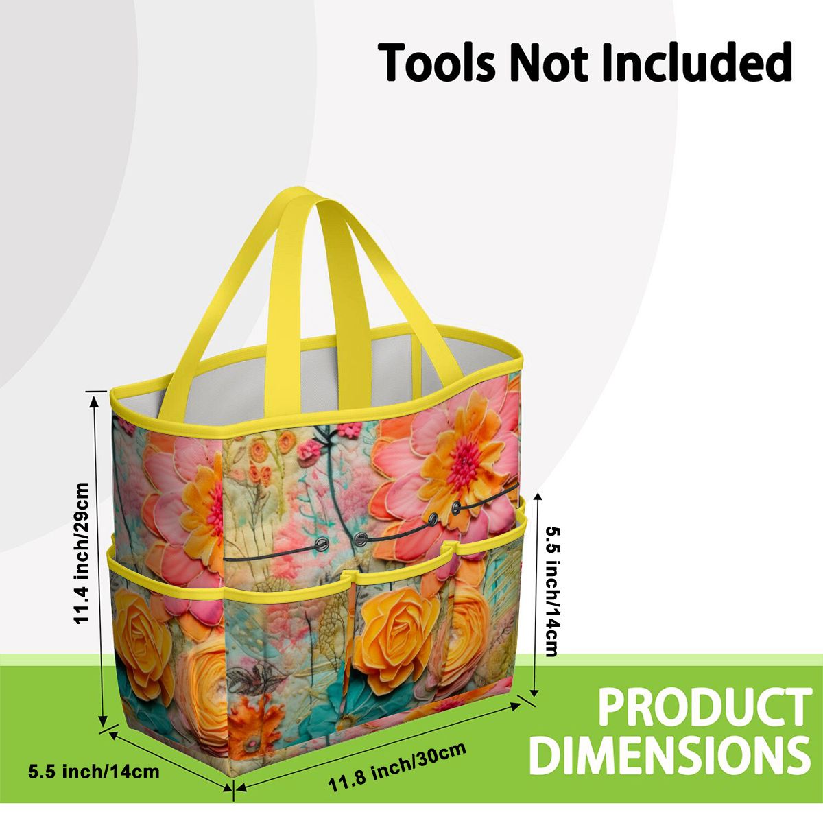 Bohemian Retro Flower, Faux Pressed Floral Mod Garden Tool Bag
