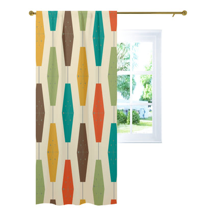 Mid Century Modern Groovy Lantern Lights, Retro Curtain, Single Panel - Mid Century Modern Gal