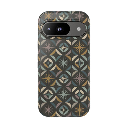 Mid Century Modern Elegant Gray Geometric Starburst Tough Phone Case