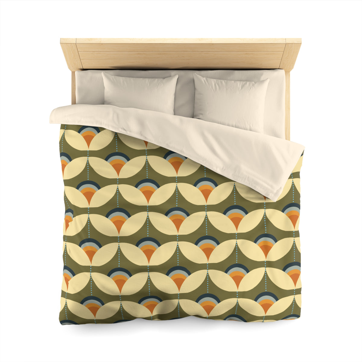 Scandinavian Modern Danish, Green, Beige Orange, Blue, Mid Century Modern Designed Duvet Cover - Mid Century Modern Gal