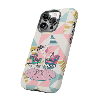 Atomic Cats Reading, Book Talk, Book Lover, Retro Chic Phone Case with Retro Vibe - Cozy Living Room Design