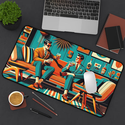 Dapper Dudes Bourbon Drinkers Stylish Retro Desk Mat - Vintage Vibe for Home Office - Mid Century Modern Gal