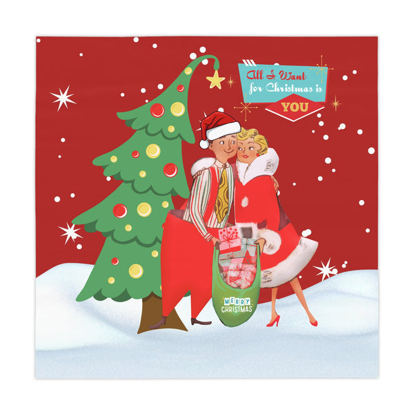 Christmas Tablecloth - "All I Want for Christmas is You" Holiday Festive Decor