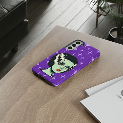 Bride of Frankenstein Retro Mid Mod Horror Buff Purple Halloween Tough Phone Case