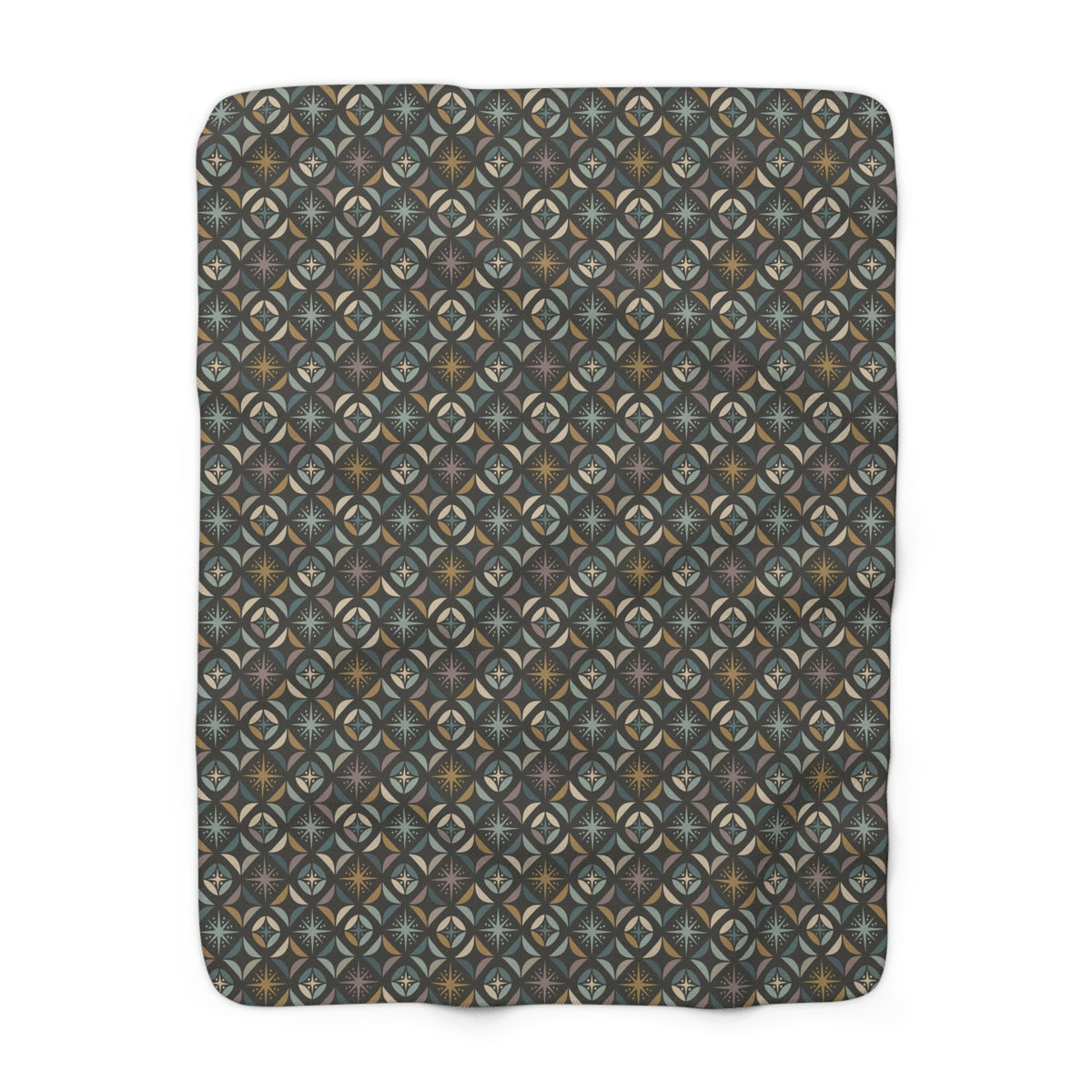 Mid Century Modern Elegant Gray Geometric Starburst Sherpa Fleece Blanket - Mid Century Modern Gal
