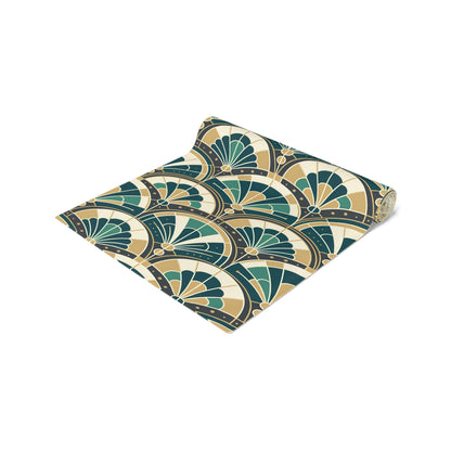 Art Deco Peacock Inspired Table Runner - Mid Century Modern Gal