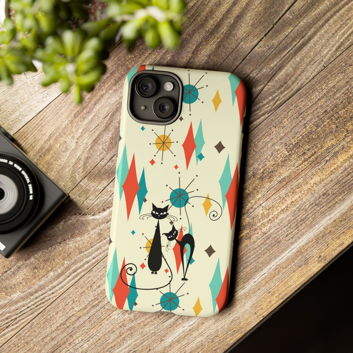 Atomic Kitty Cat, Mid Mod Franciscan Pattern, Kitsch Tough Phone Cases