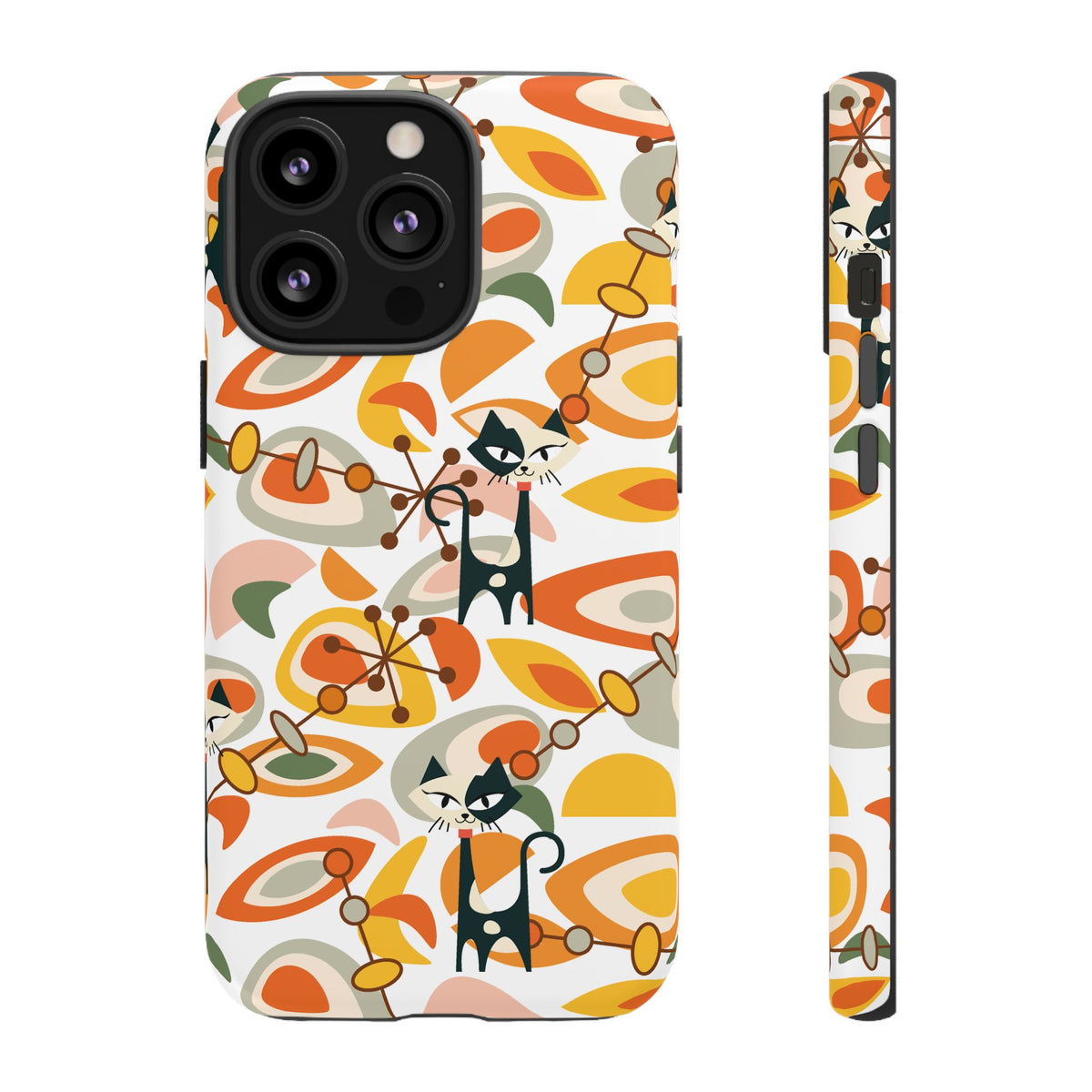 Atomic Cat Mid Mod Orange, Yellow, Groovy Cat Smart Phone Tough Cases