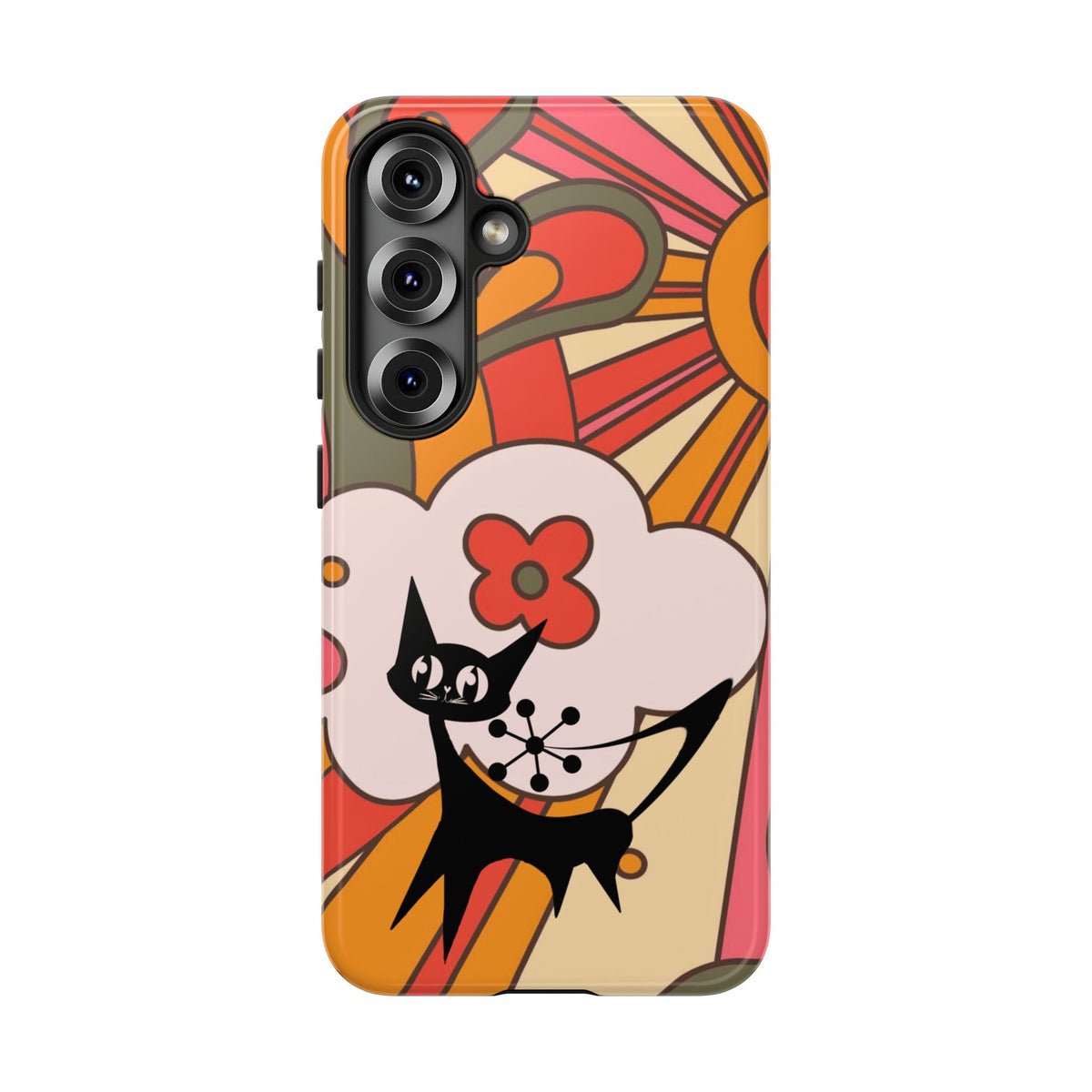Atomic Cat, Retro Sunburst, Groovy Mod Smart Phone Tough Phone Cases