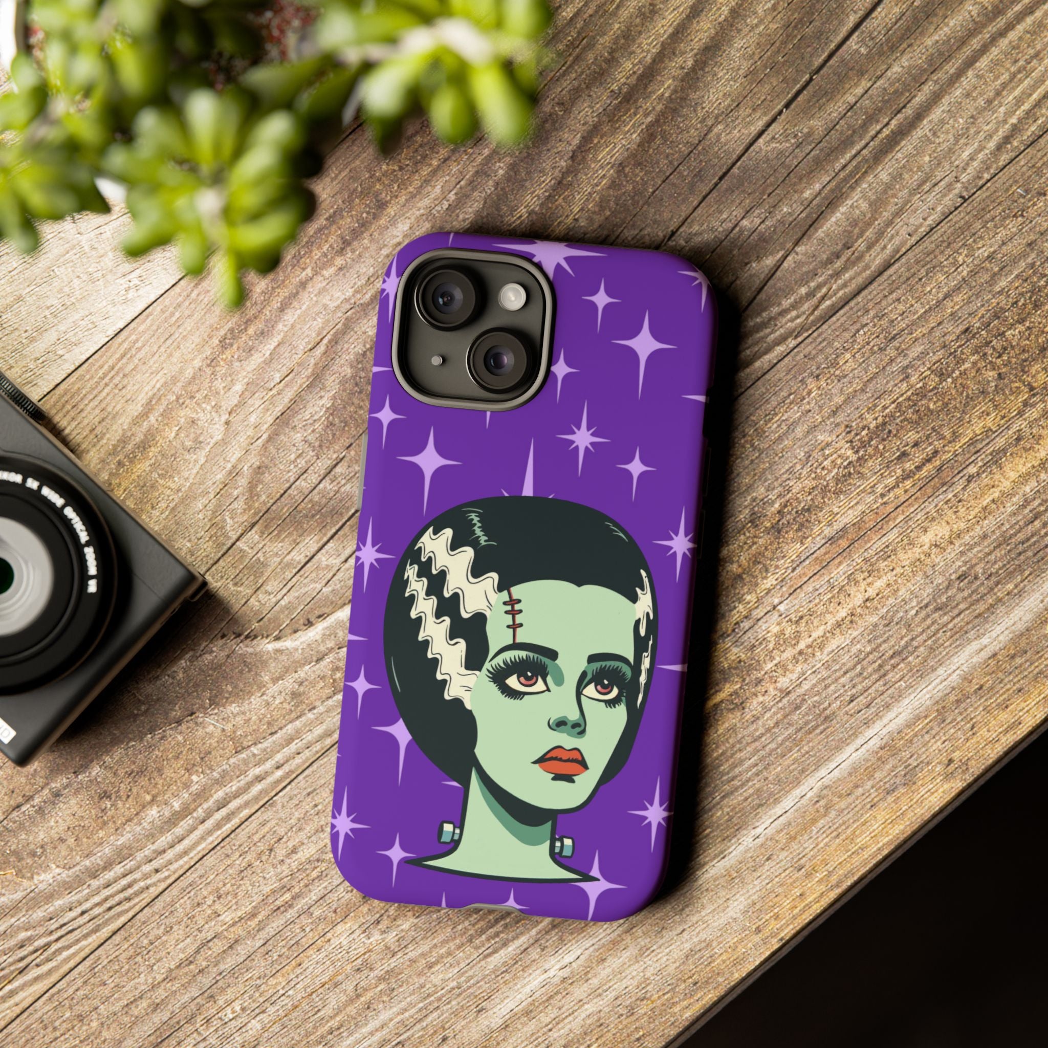 Bride of Frankenstein Retro Mid Mod Horror Buff Purple Halloween Tough Phone Case