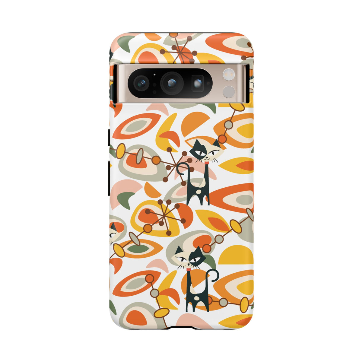Atomic Cat Mid Mod Orange, Yellow, Groovy Cat Smart Phone Tough Cases