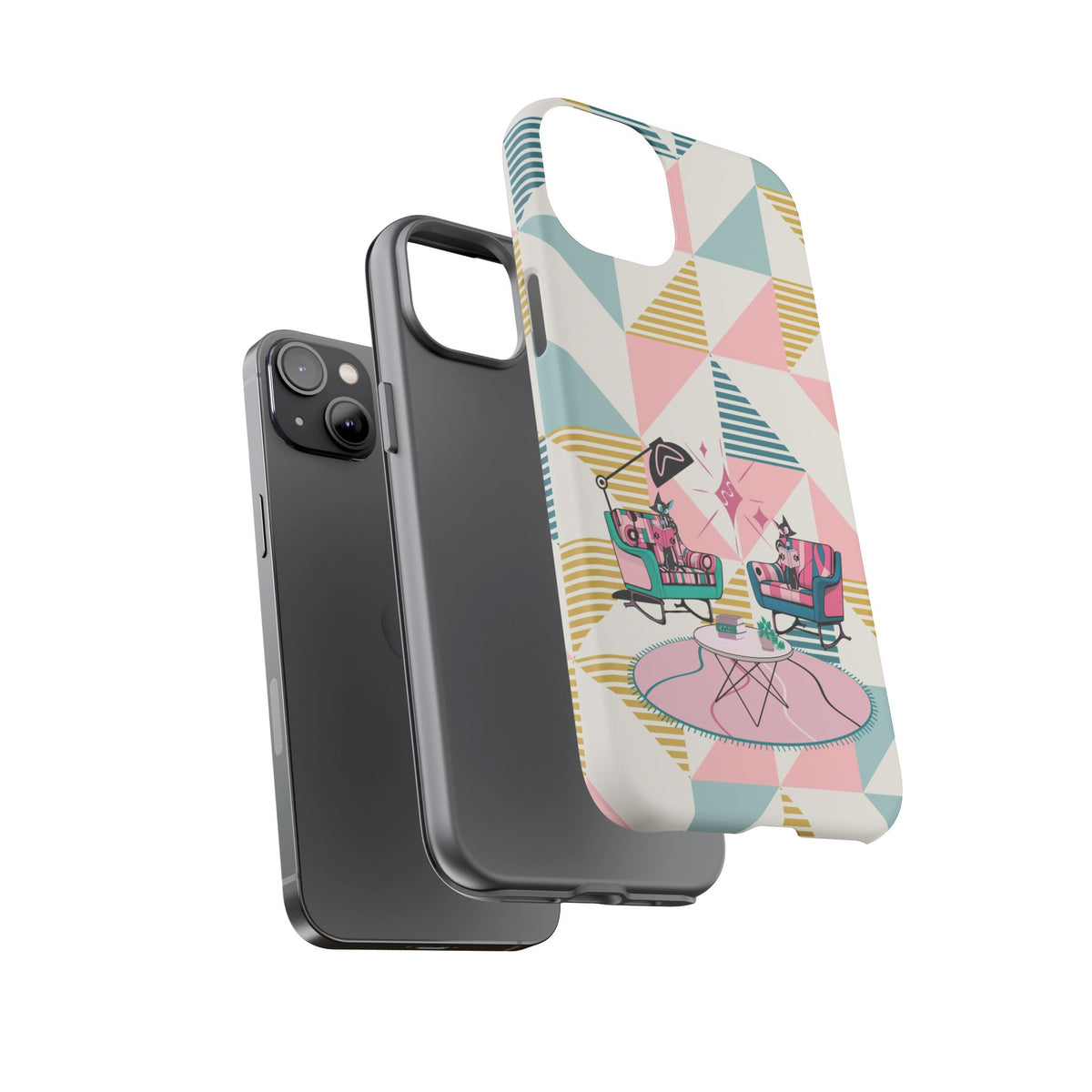 Atomic Cats Reading, Book Talk, Book Lover, Retro Chic Phone Case with Retro Vibe - Cozy Living Room Design