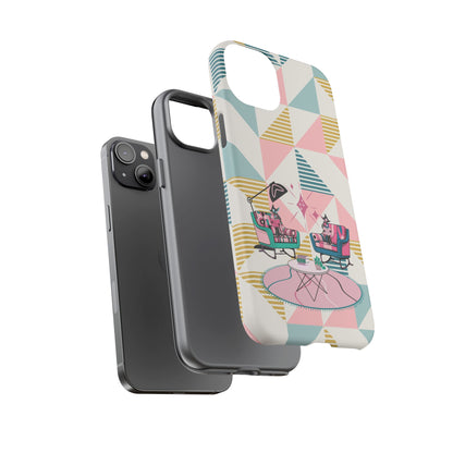 Atomic Cats Reading, Book Talk, Book Lover, Retro Chic Phone Case with Retro Vibe - Cozy Living Room Design