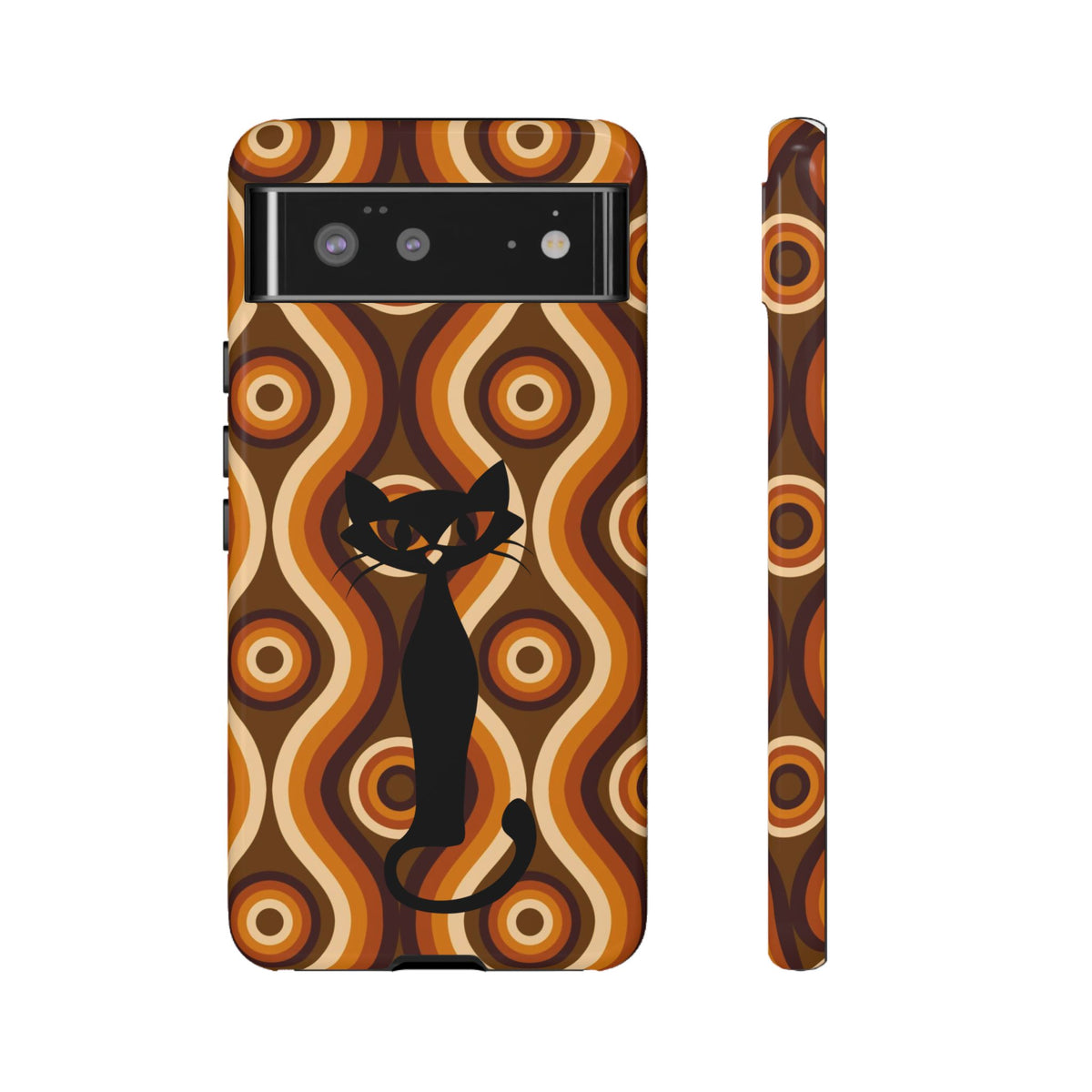 Retro Phone Case, Groovy Brown, Atomic Kitsch Cat Tough Smart Phone Cases