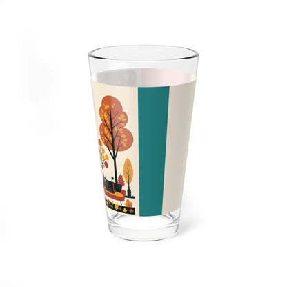 Scandinavian Fall Atomic Cat Drinkware, Shaker Glass, Festive MCM Barware - Mid Century Modern Gal
