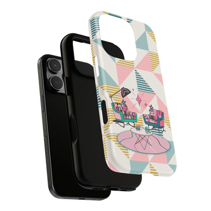 Atomic Cats Reading, Book Talk, Book Lover, Retro Chic Phone Case with Retro Vibe - Cozy Living Room Design