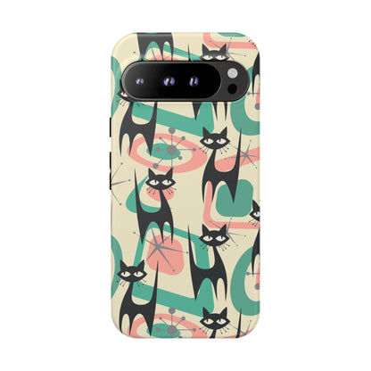 Atomic Cat Mid Century Modern Starburst Retro Kitsch Tough Phone Case