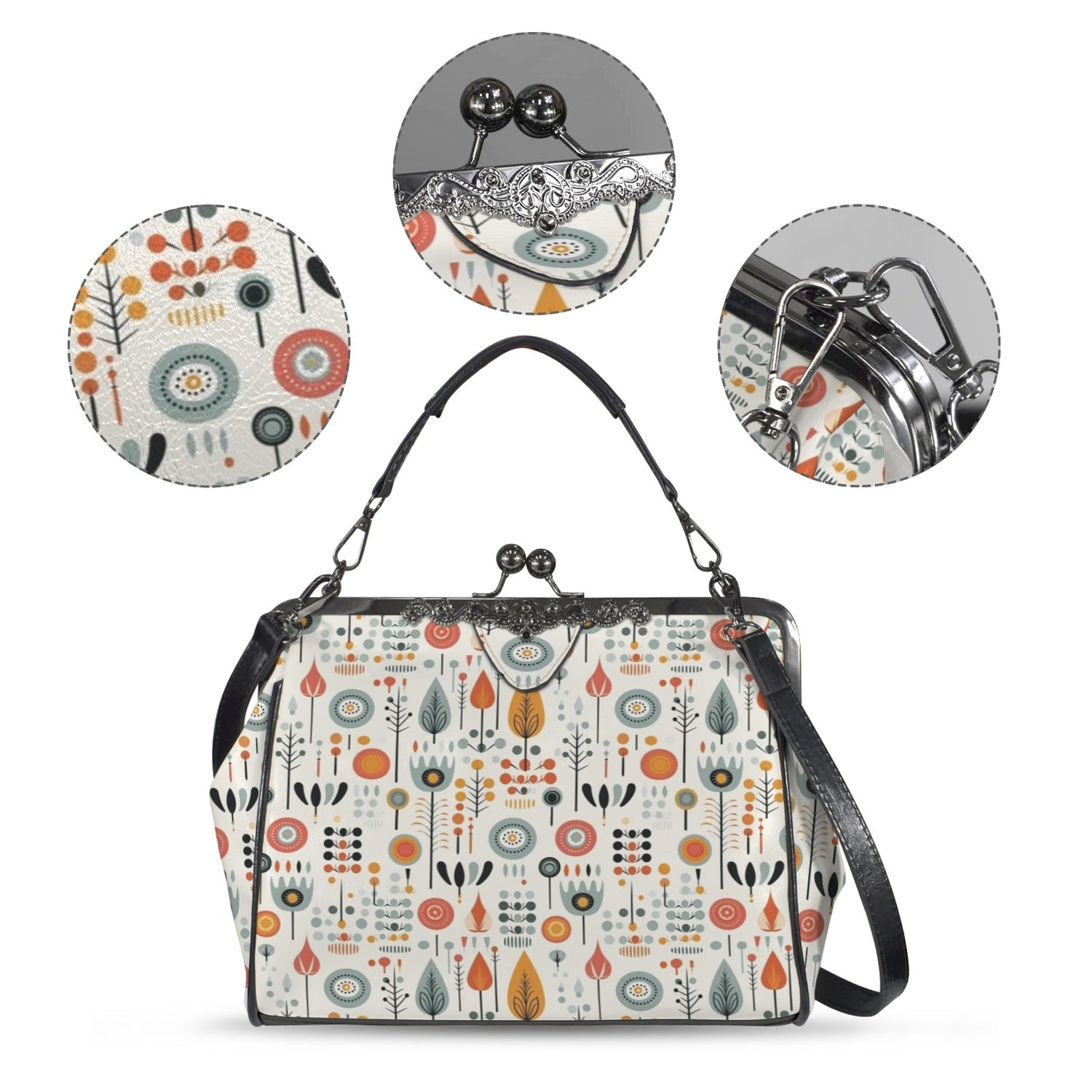 Mid Century Modern Scandinavian Designed Kisslock Crossbody Purse - Mid Century Modern Gal