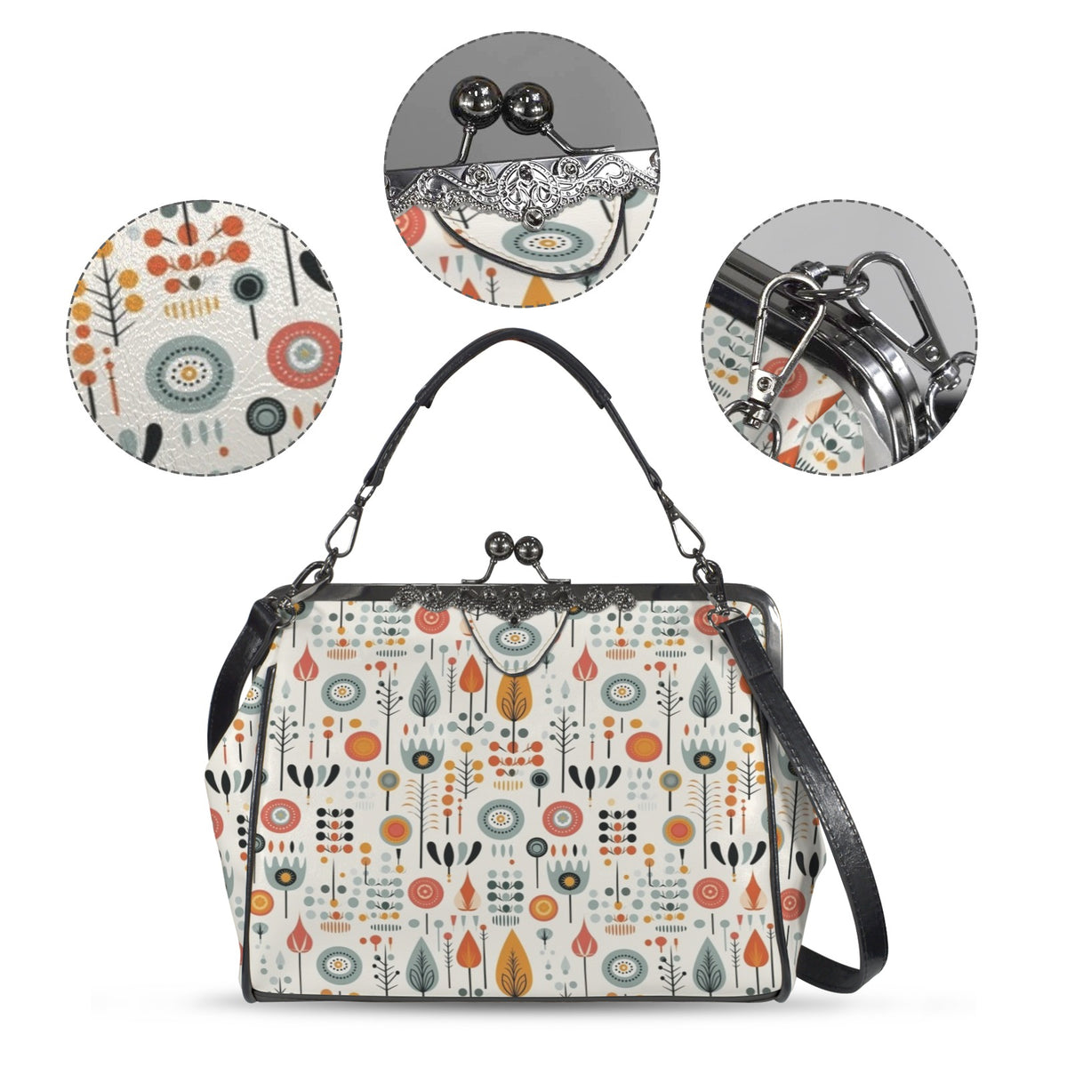 Mid Century Modern Scandinavian Designed Kisslock Crossbody Purse - Mid Century Modern Gal