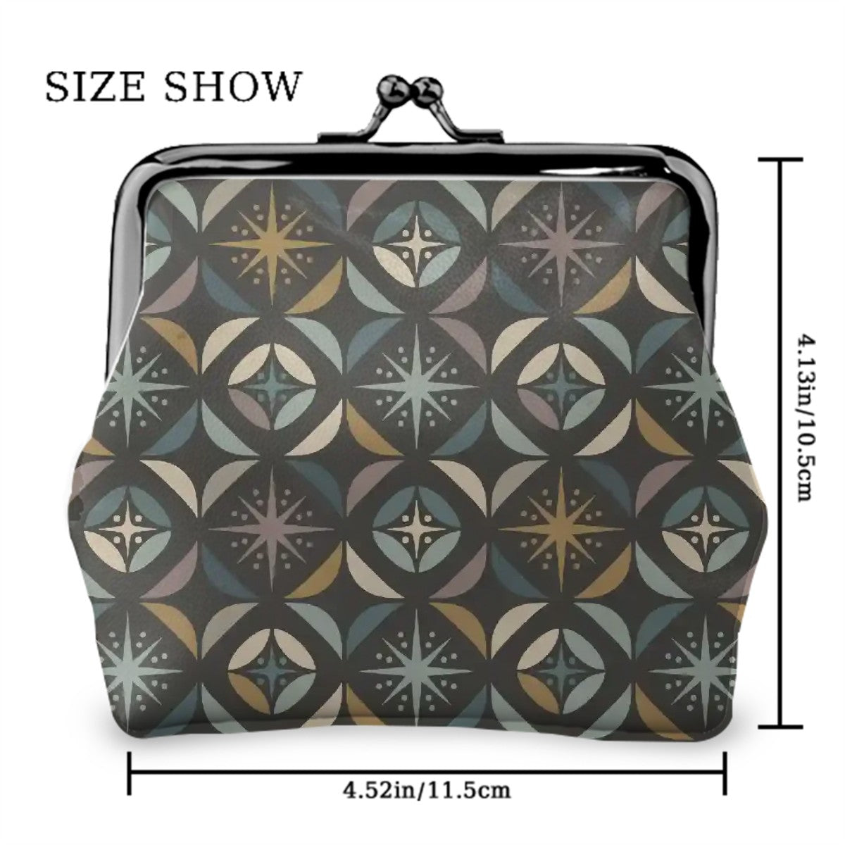 Mid Century Modern Elegant Gray Geometric Starburst Coin Purse
