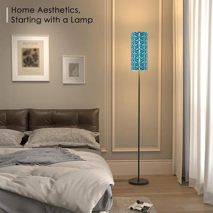 Art Deco Colorful Abstract Floor Lamp | Blue And White Mid Century Modern Lighting - Mid Century Modern Gal