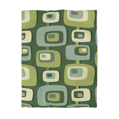 Mid Century Modern, Geometric, Groovy Green, Beige, Abstract, 60s 70s Retro, Mid Mod, MCM Duvet Cover