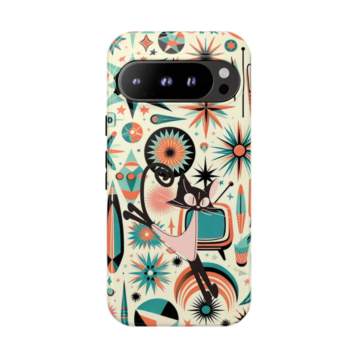 Atomic Kitty Boomerang Space Kitty Mid Century Modern Samsung, Smart Phone, Tough Cases