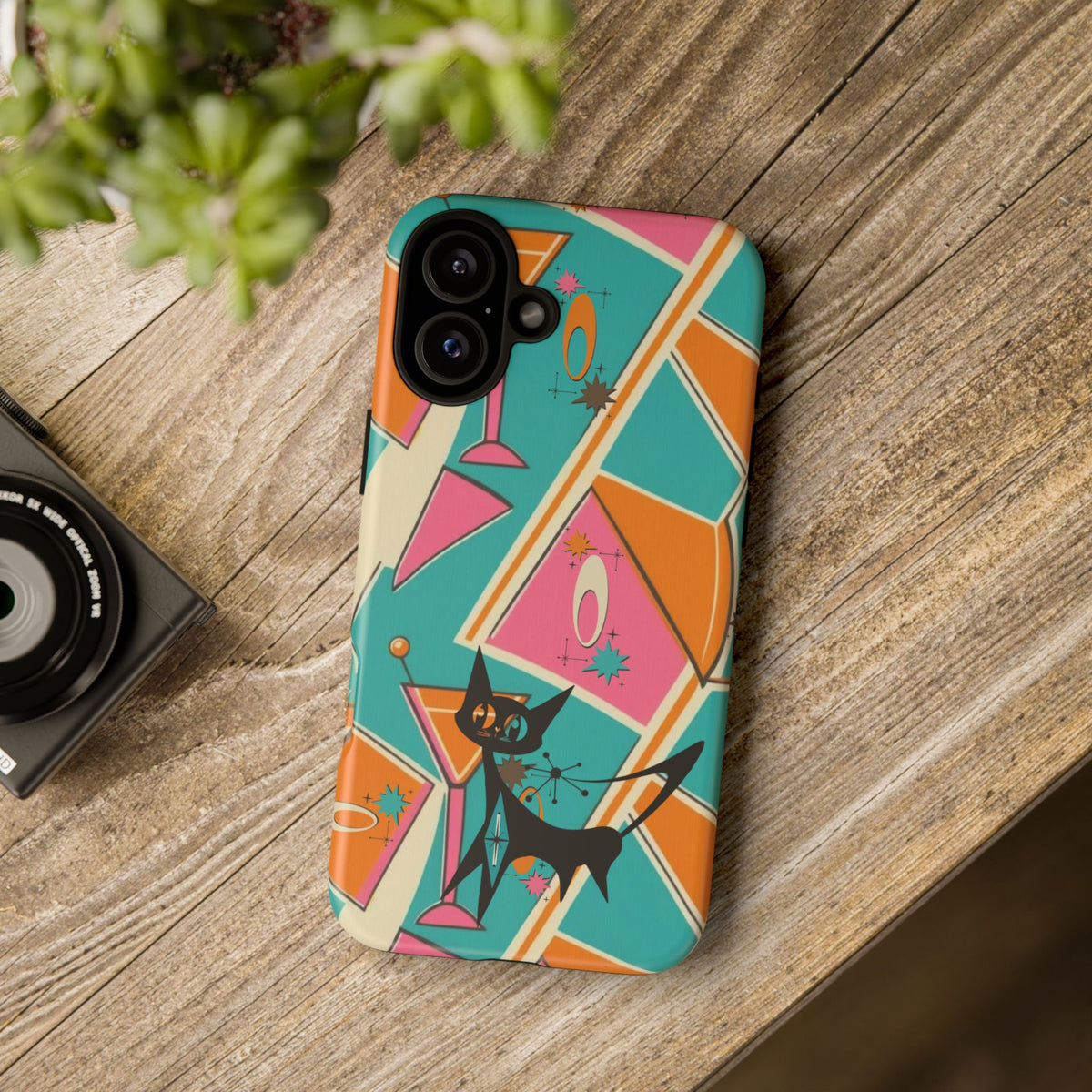 Atomic Cat Mid Mod Retro Cat Phone Case - Tough Cases for Stylish Cat Lovers