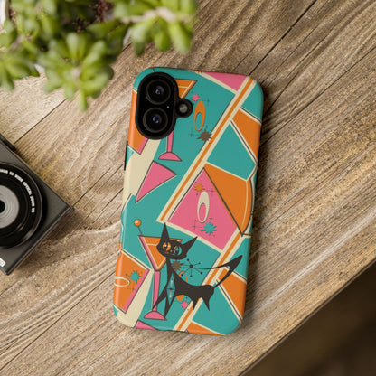 Atomic Cat Mid Mod Retro Cat Phone Case - Tough Cases for Stylish Cat Lovers