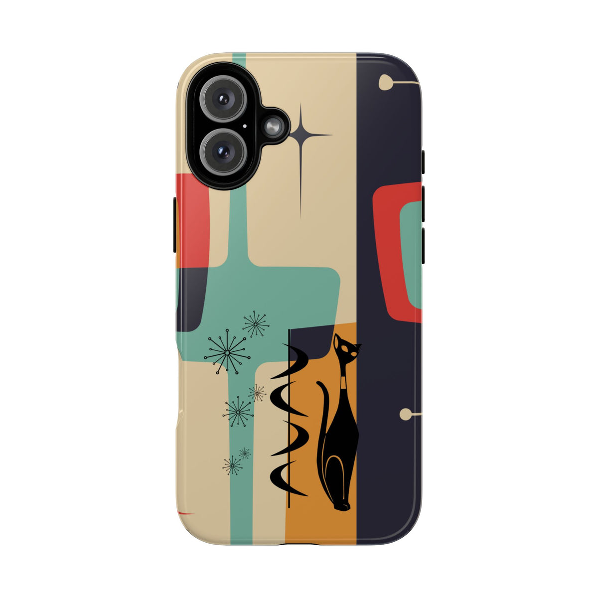 Mid Century Modern, Geometric, Atomic Cat Groovy Smart Phones Tough Phone Cases