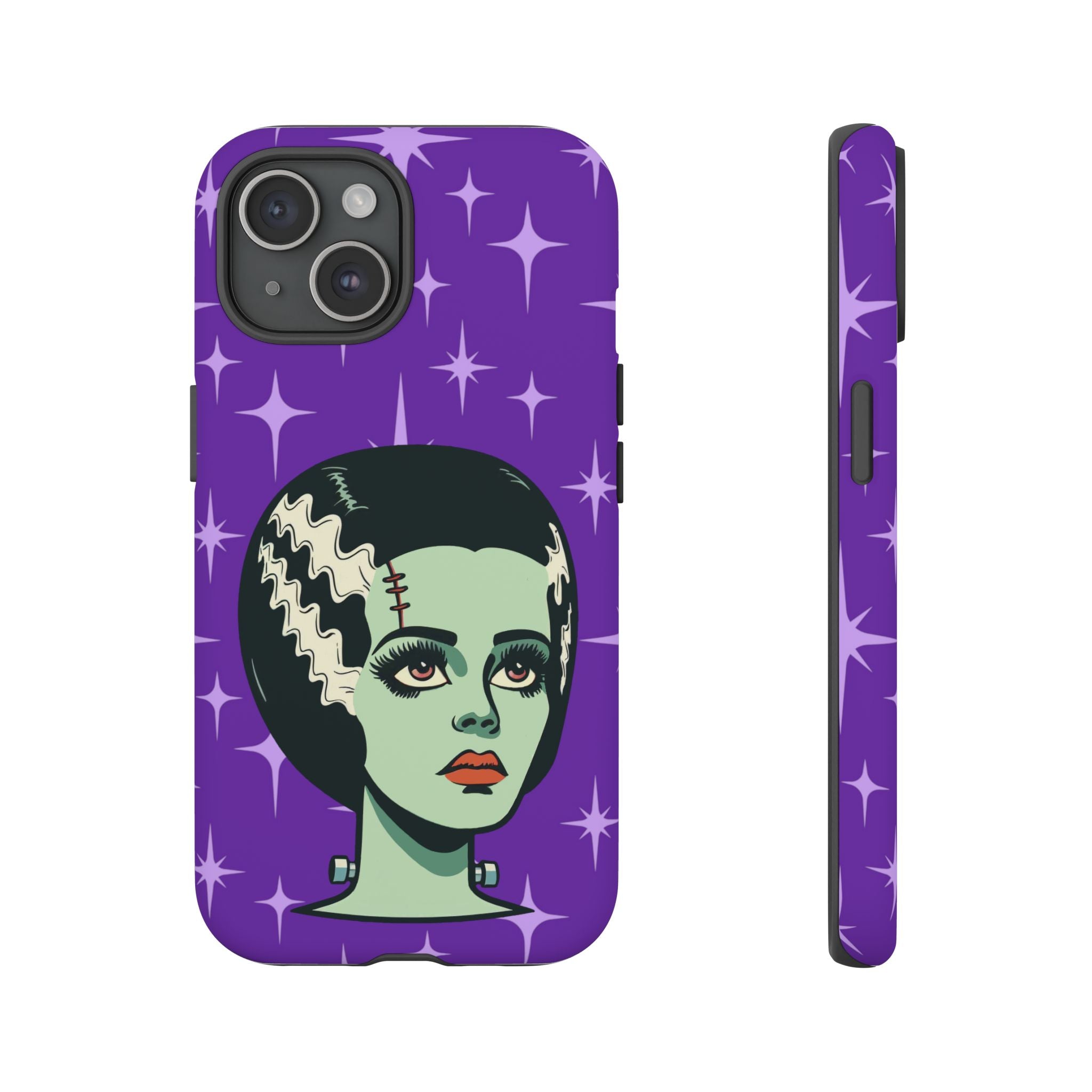 Bride of Frankenstein Retro Mid Mod Horror Buff Purple Halloween Tough Phone Case - Mid Century Modern Gal