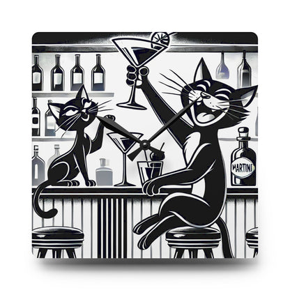 Atomic Cat Mid Century Modern Bar, Kitschy Quirky Mod Acrylic Wall Clock