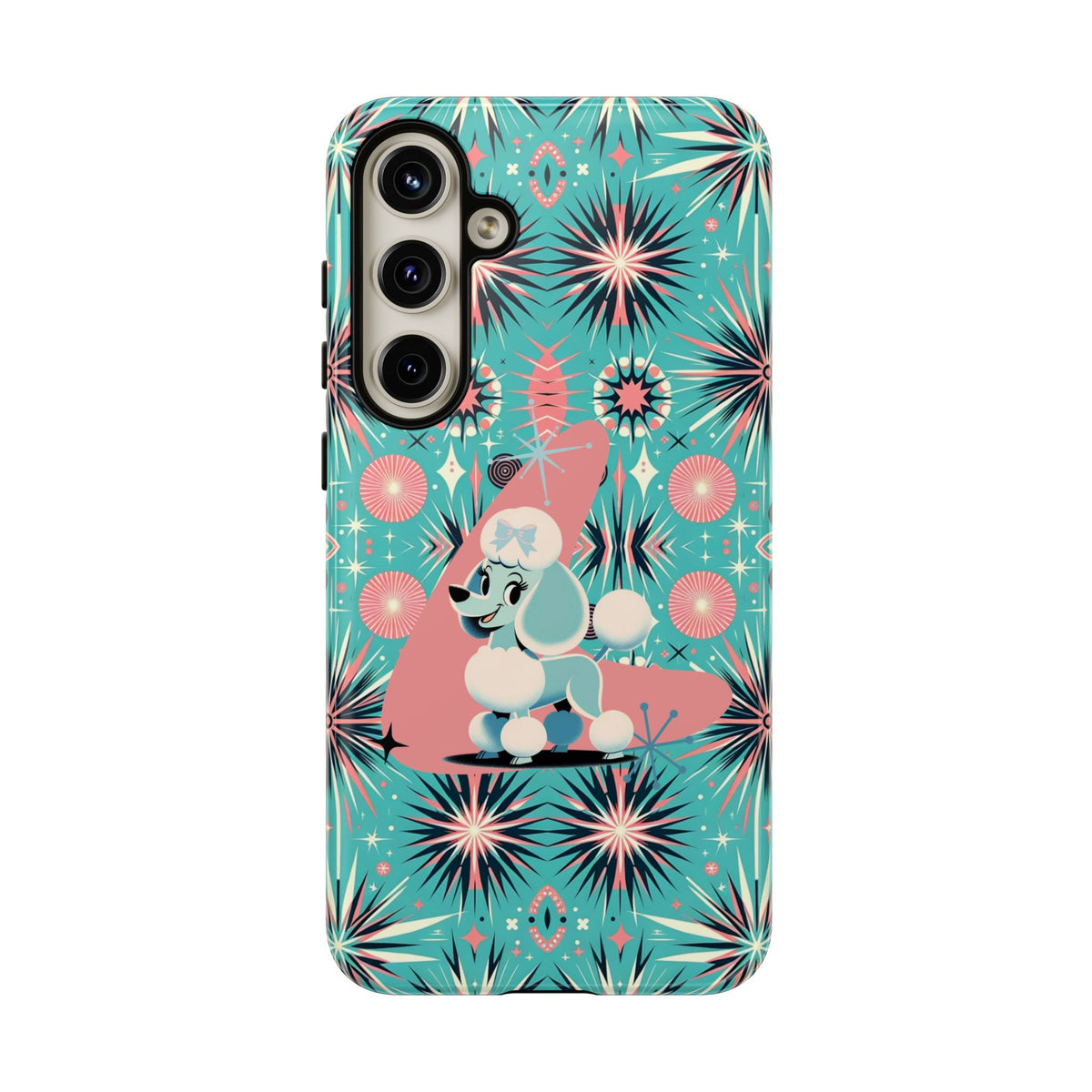 1950s Mid Century Modern Atomic Pink, Poodle Retro Smart Phone Tough Cases