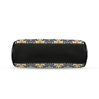 Floral Bohemian Retro Gray Yellow Modern Kisslock Crossbody Purse - Mid Century Modern Gal