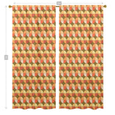 Mid Century Modern Scandinavian Geometric Green, Orange Retro Window Curtains (two panels) - Mid Century Modern Gal