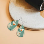 Mid Mod Martini Cocktail Retro Vegan Leather Teardrop Earrings