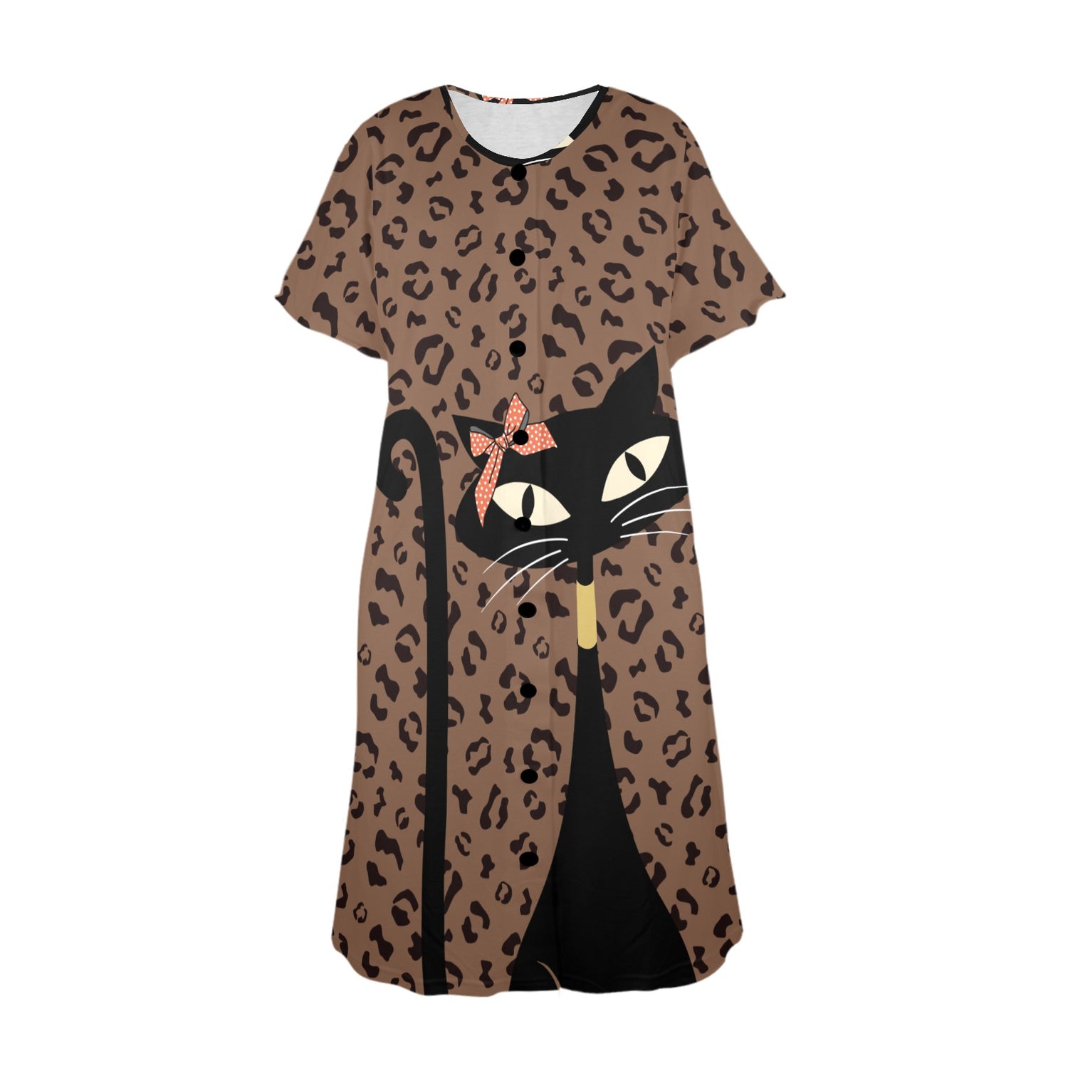 Leopard Jungle Print Atomic Cat Modern Day Kitsch Muumu Dress - Mid Century Modern Gal