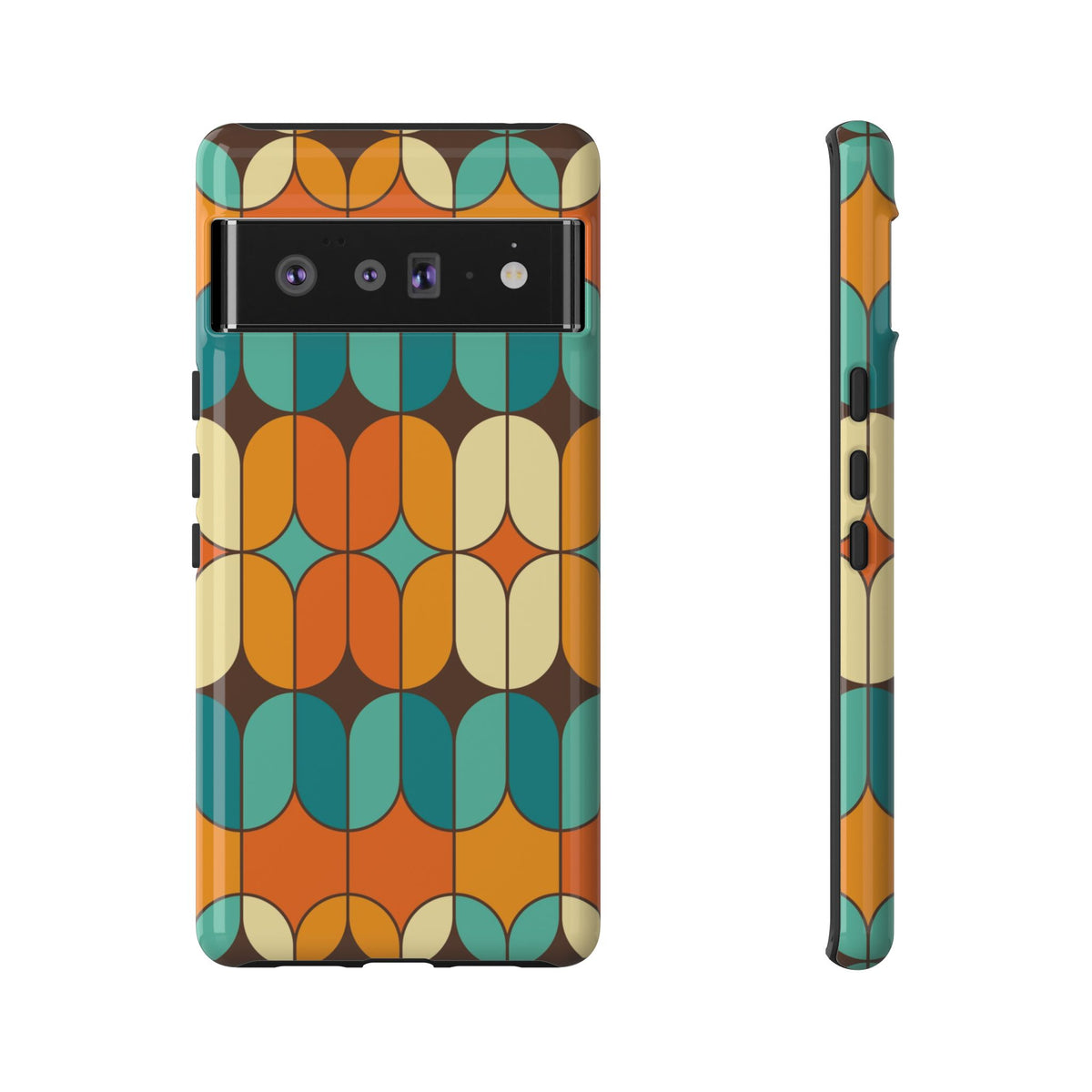 Mid Century Modern Orange, Teal Geometric Mod Designed Tough Phone Case