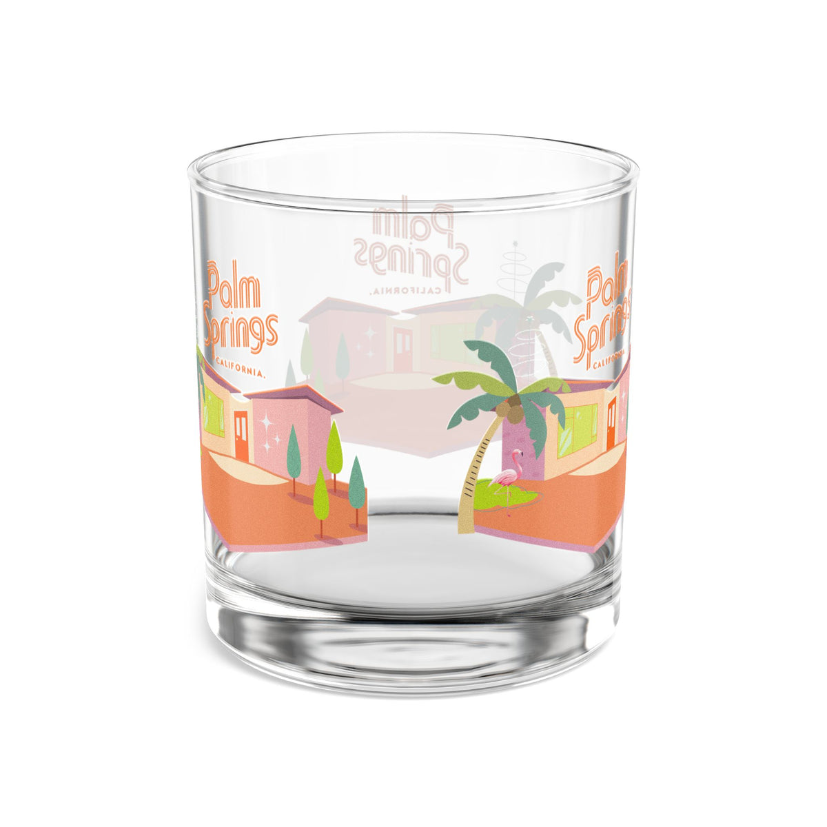 Palm Springs California Bourbon Lover Glass, Mid Mod Style - Mid Century Modern Gal