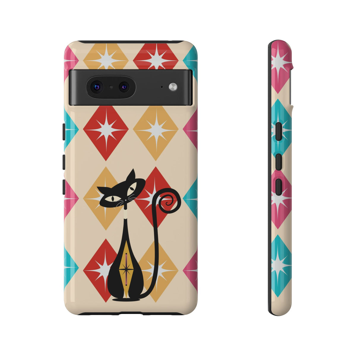 Mid Century Modern Atomic Cat, Atomic 50s Diamonds Retro Phone Tough Cases
