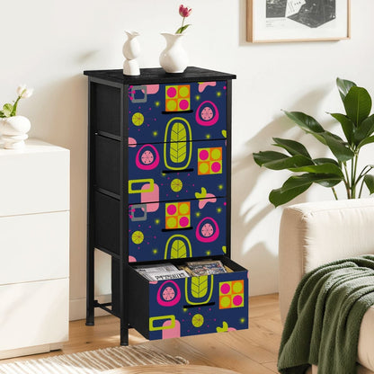Mid Century Modern Atomic Navy Blue Bright Pink Green 4-Drawer Dresser - Mid Century Modern Gal