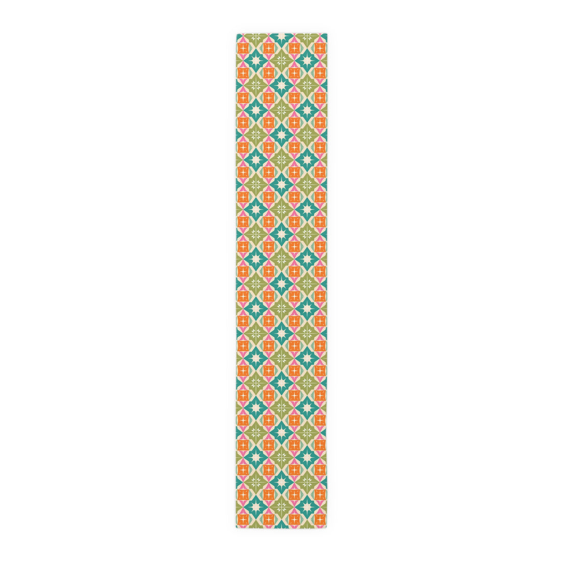 Mid Century Modern Atomic Starbursts Diamonds Vibrant Geometric Retro Table Runner - Mid Century Modern Gal