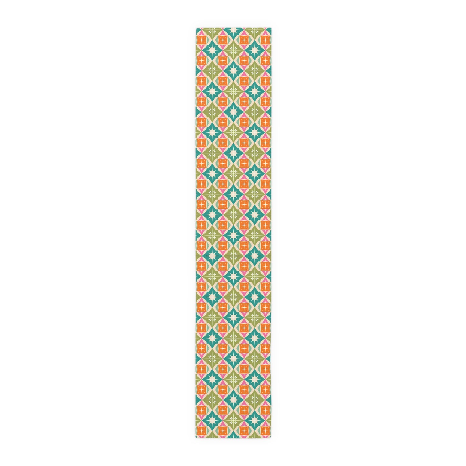 Mid Century Modern Atomic Starbursts Diamonds Vibrant Geometric Retro Table Runner - Mid Century Modern Gal