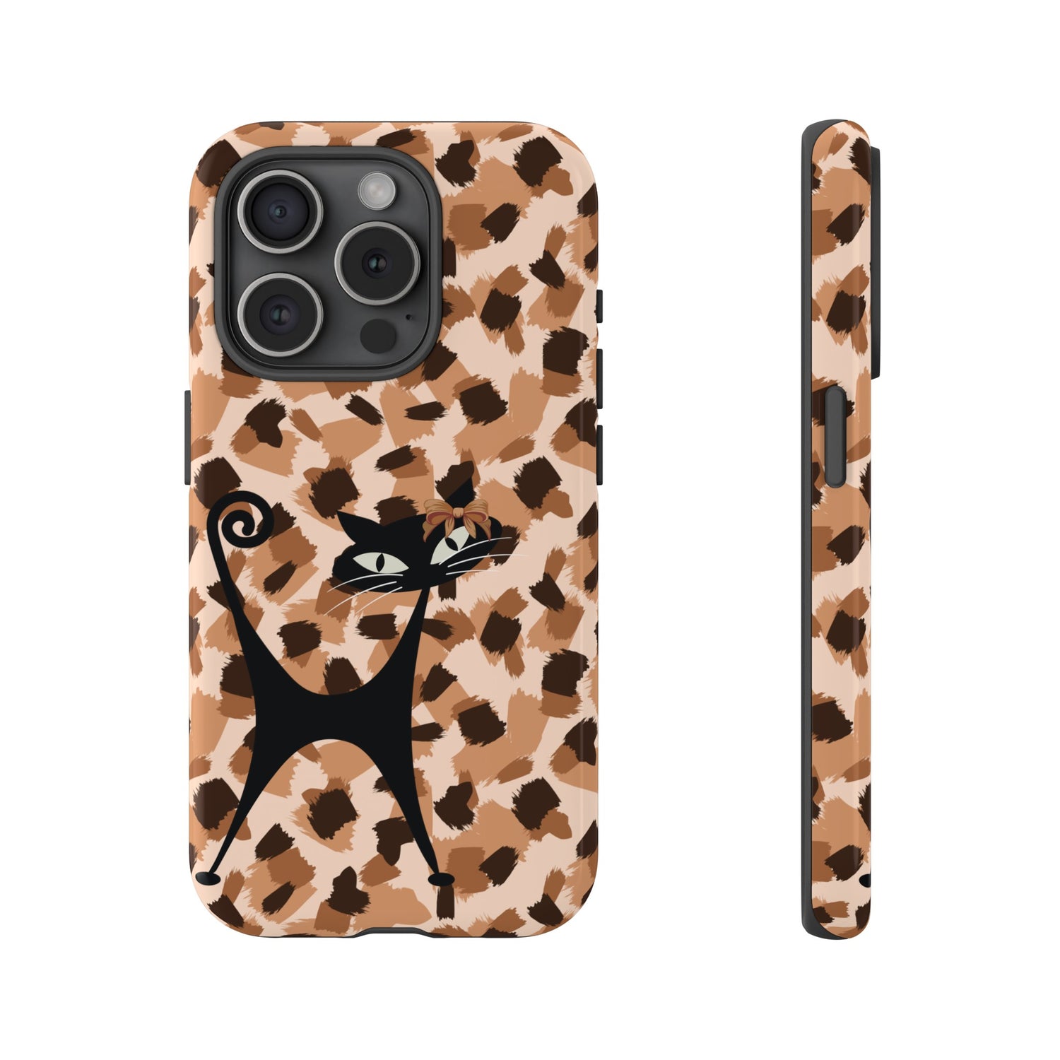 Mid Century Modern Atomic Cat, Animal Print Kitschy Trendy Smart Phone Tough Cases