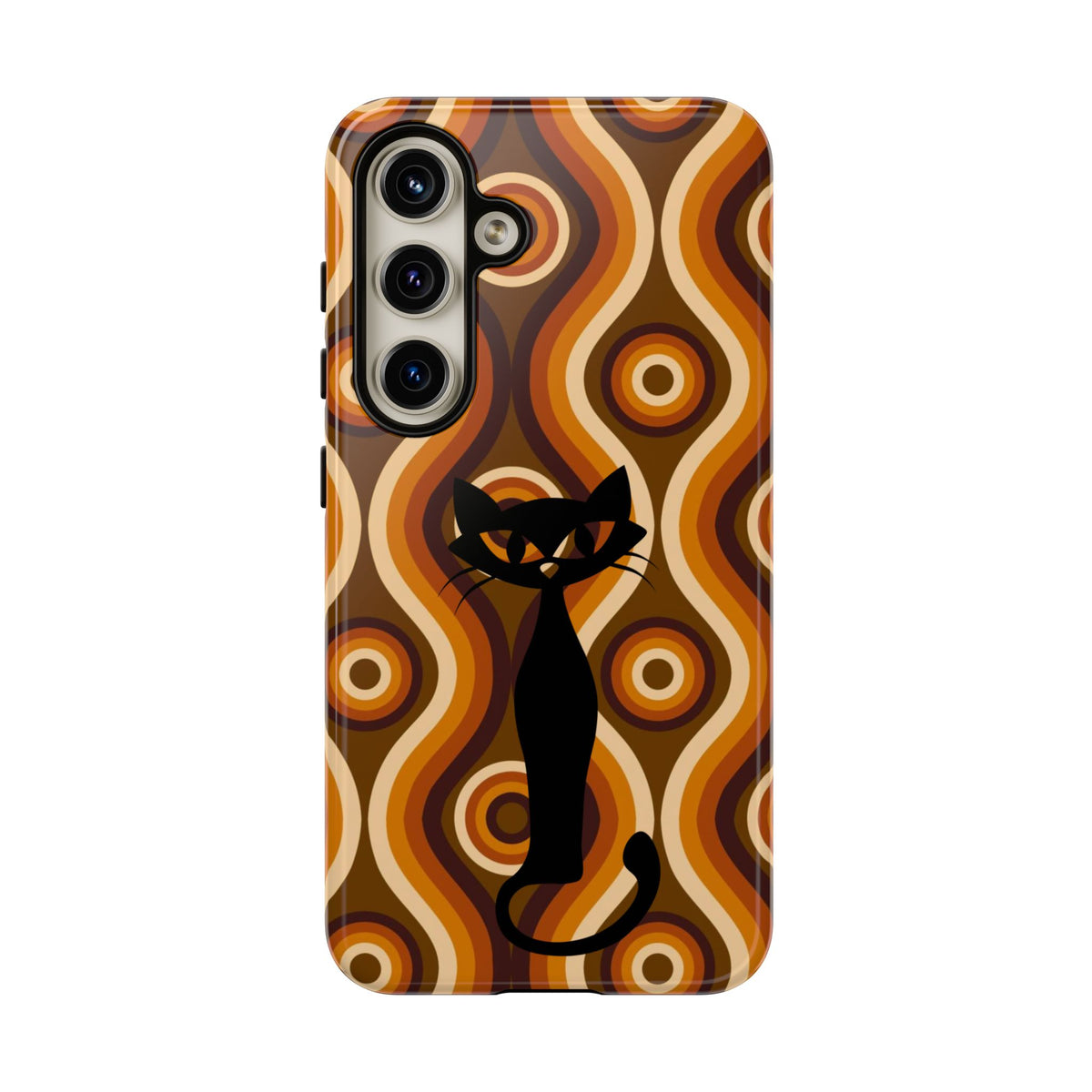 Retro Phone Case, Groovy Brown, Atomic Kitsch Cat Tough Smart Phone Cases