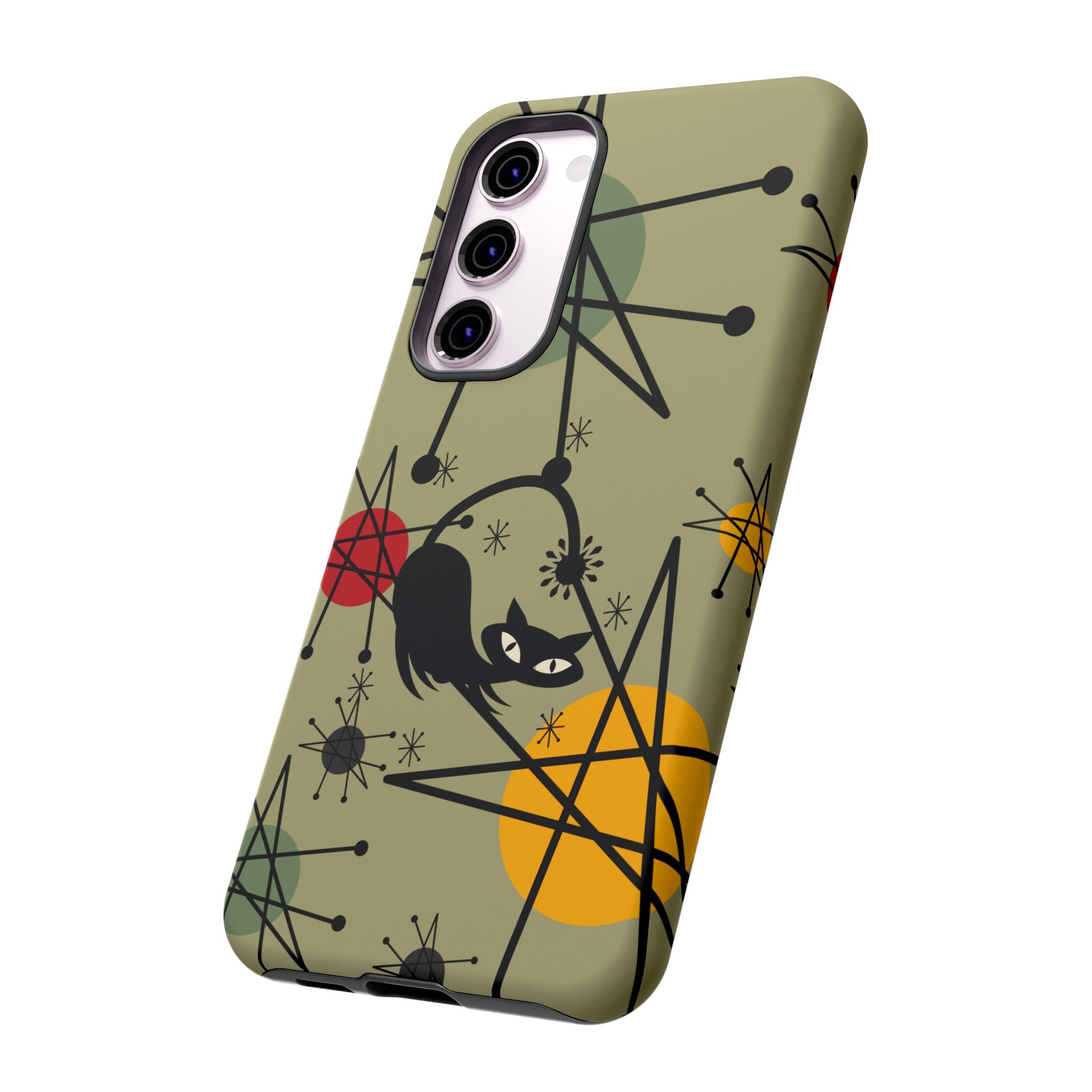 Mid Century Modern Atomic Cat, Retro Chic Groovy Mod Samsung, Smart Phone Tough Cases