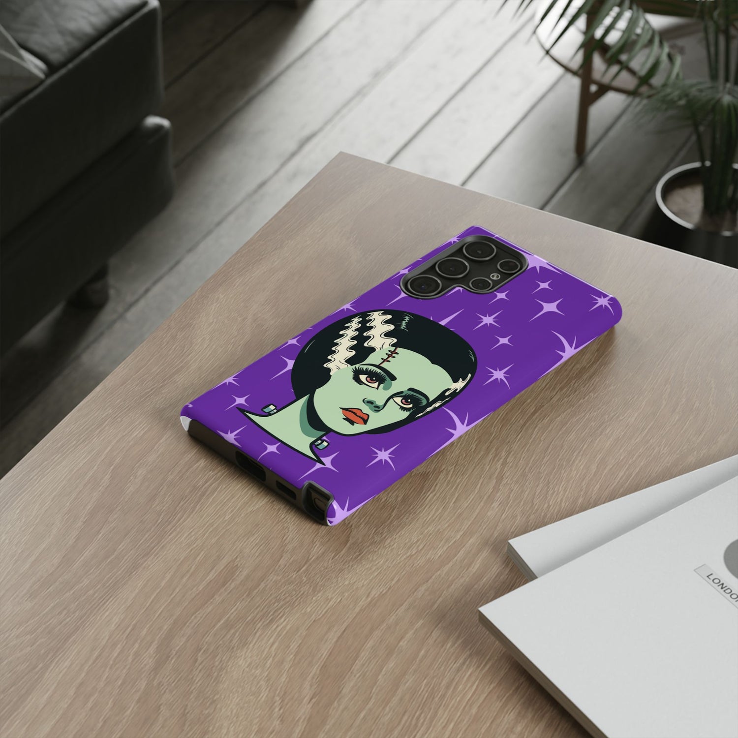 Bride of Frankenstein Retro Mid Mod Horror Buff Purple Halloween Tough Phone Case