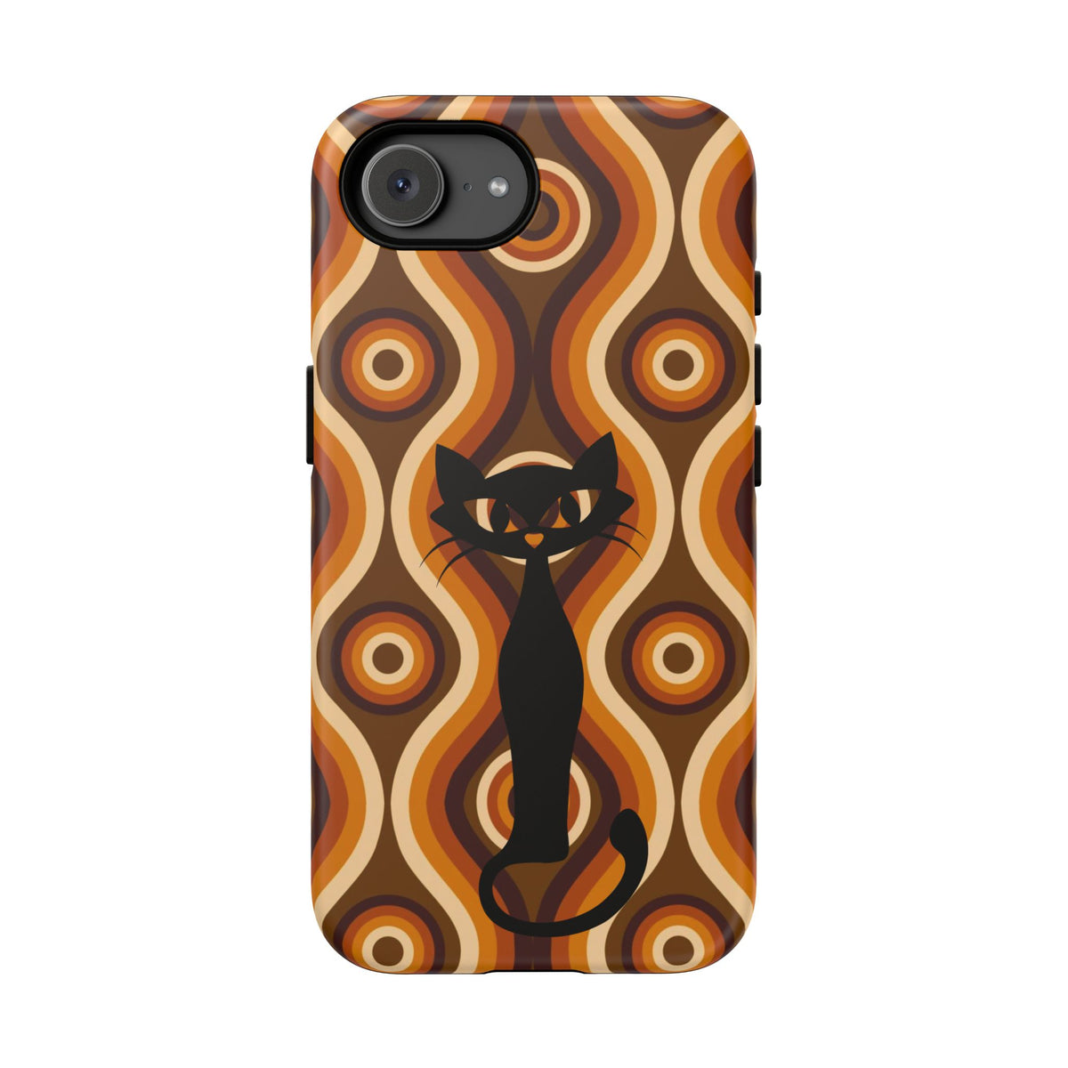 Retro Phone Case, Groovy Brown, Atomic Kitsch Cat Tough Smart Phone Cases